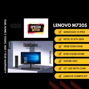 Lenovo ThinkCentre M720s-i5(9th)/16Gb/512Ssd/500Gb/22"Led&Cam