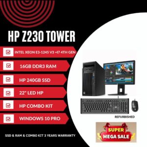 HP Tower Full Systems-Xeon/16GB/240GB SSD/22"LED