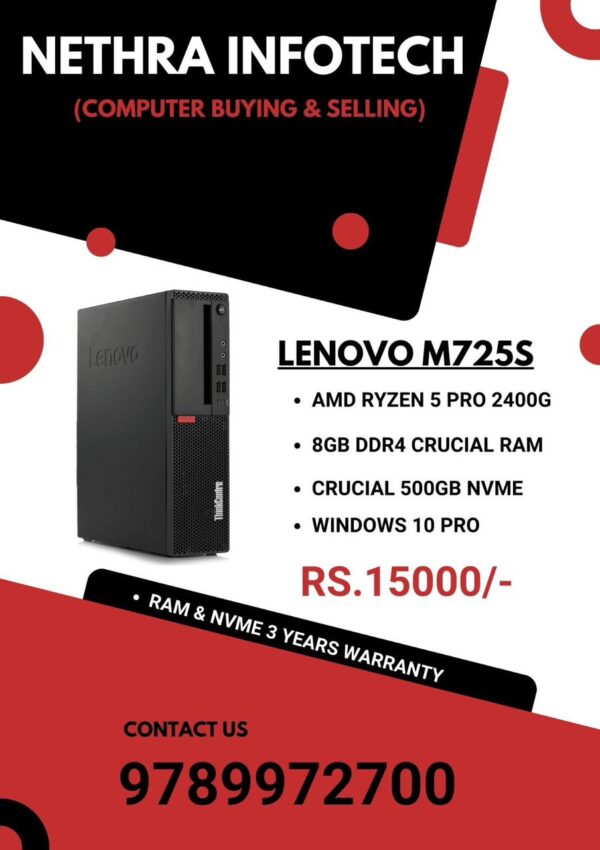 Lenovo ThinkCentre M725s-AMD Ryzen5/8gb/500gb/win10