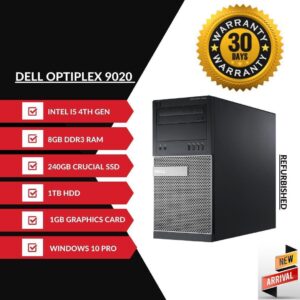 Dell 9020 Tower Cpu-i5(4th)/8Gb/240Gb/1Tb/1Gb Gpu