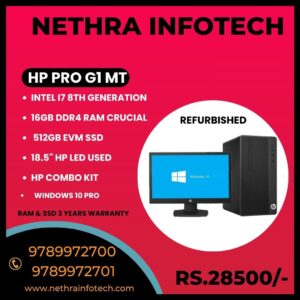 HP PRO G1 MT FULL SET REFURBISHED DESKTOP (Intel Core i7 – 8th Gen)