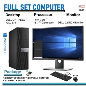 DELL OPTIPLEX 7050 SFF DESKTOP & DELL 22" LED MONITOR WITH FULL SYSTEMS